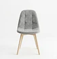 Silla Capitoné Felpa con Patas de Madera Nórdica - Miniatura 6