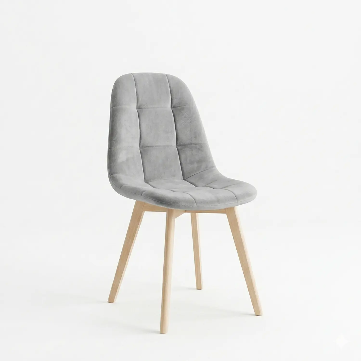 Silla Capitoné Felpa con Patas de Madera Nórdica 7
