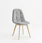 Silla Capitoné Felpa con Patas de Madera Nórdica - Miniatura 7