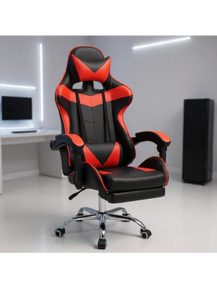 Silla Gamer Reclinable Rojo y Negro con Apoyabrazos