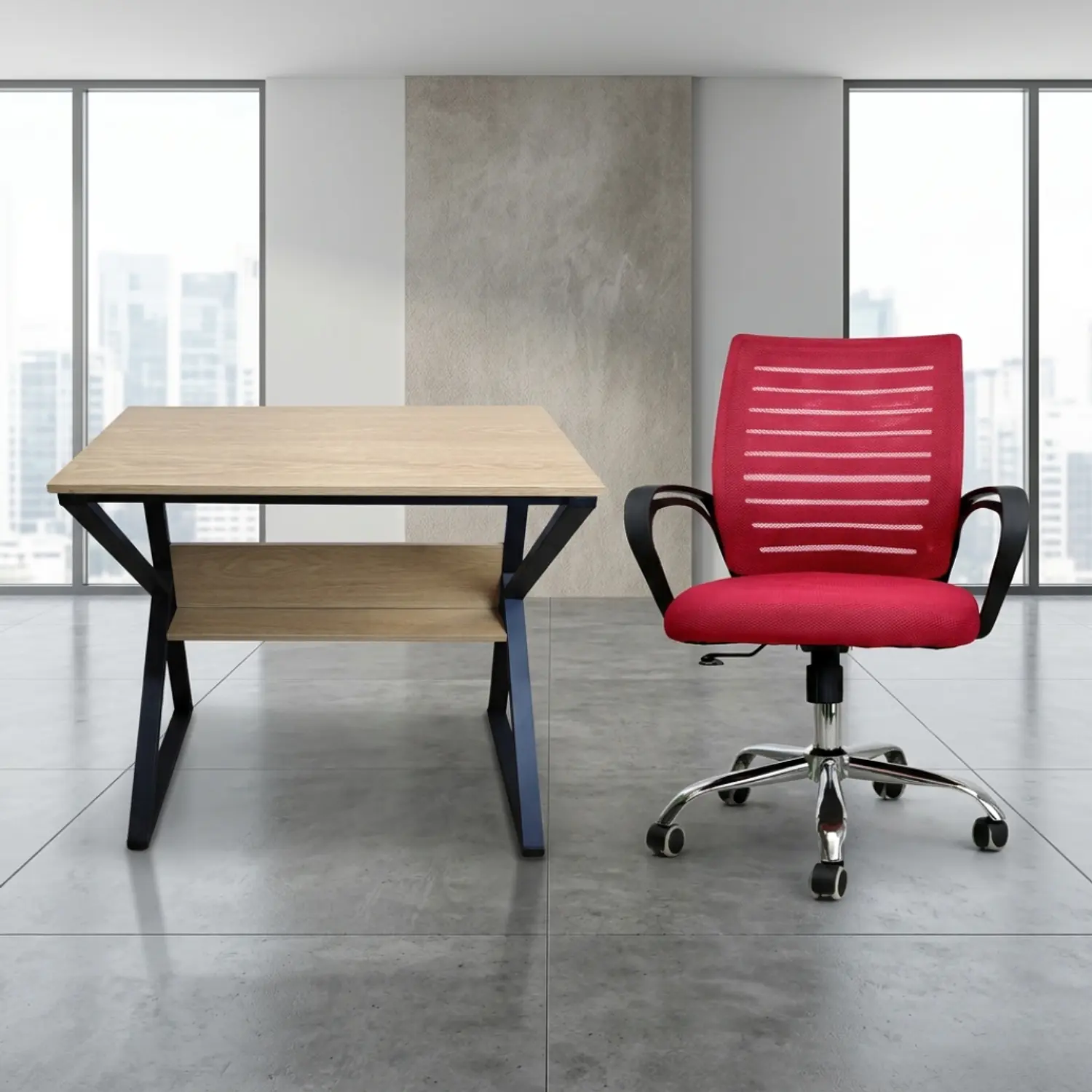 Set Escritorio Oficina Moderno con Silla SemiErgonómica con Ruedas 4