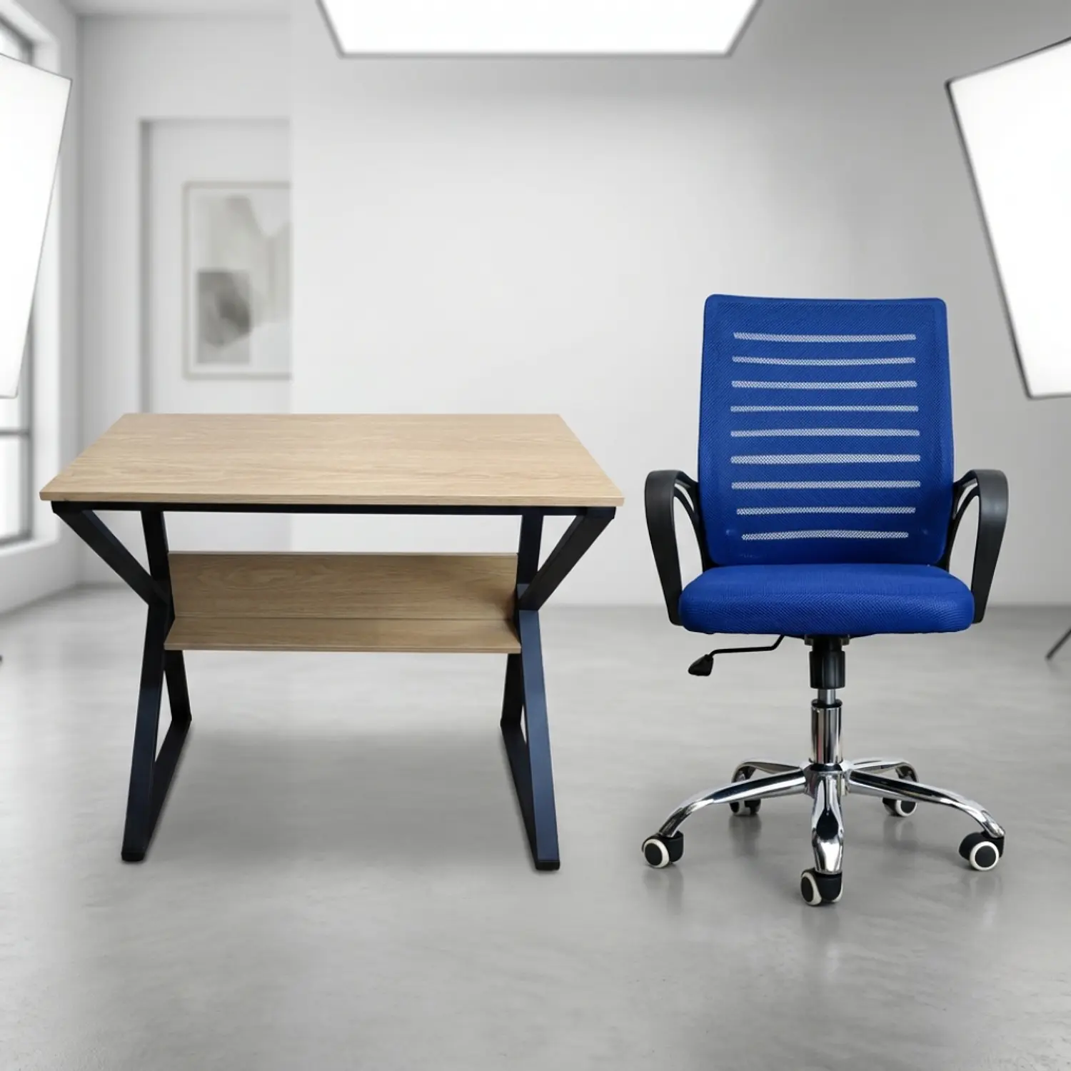 Set Escritorio Oficina Moderno con Silla SemiErgonómica con Ruedas 6