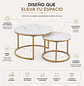 Set de Mesas de Centro Redondas MDF Estilo Mármol y Estructura Dorada - Miniatura 2