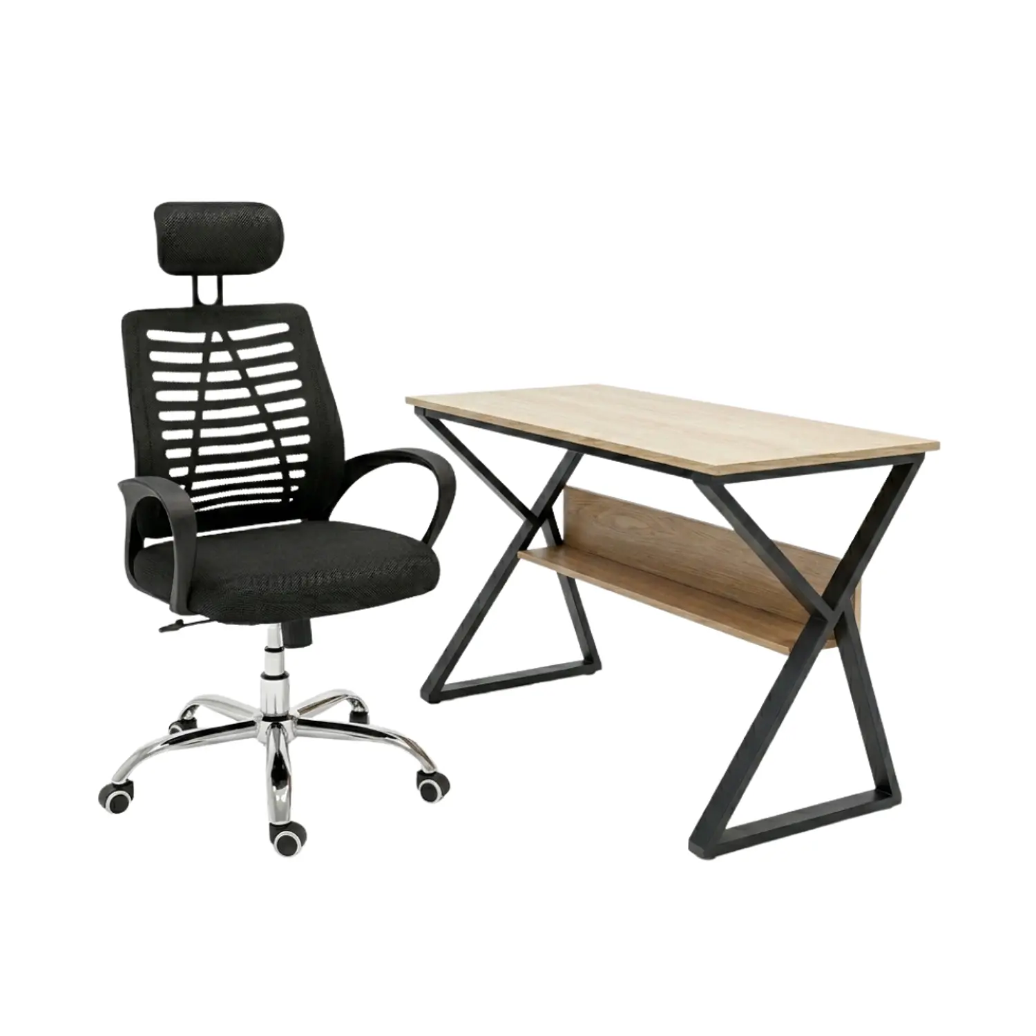 Set Escritorio Industrial con Silla de Oficina con Ruedas 3