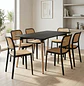 Comedor con 6 Sillas Ratán Moderno con Mesa Negra MDF - Miniatura 1