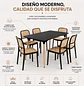 Comedor con 6 Sillas Ratán Moderno con Mesa Negra MDF - Miniatura 2