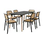 Comedor con 6 Sillas Ratán Moderno con Mesa Negra MDF - Miniatura 3