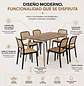 Comedor MDF Laminado con 6 Sillas Negras Estilo Ratán - Miniatura 2