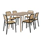 Comedor MDF Laminado con 6 Sillas Negras Estilo Ratán - Miniatura 3