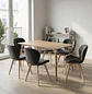 Comedor Eames Rectangular Madera con 6 Sillas Fiori Felpa Negra - Miniatura 1