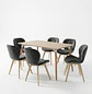 Comedor Eames Rectangular Madera con 6 Sillas Fiori Felpa Negra - Miniatura 2