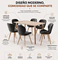 Comedor Eames Rectangular Madera con 6 Sillas Fiori Felpa Negra - Miniatura 3