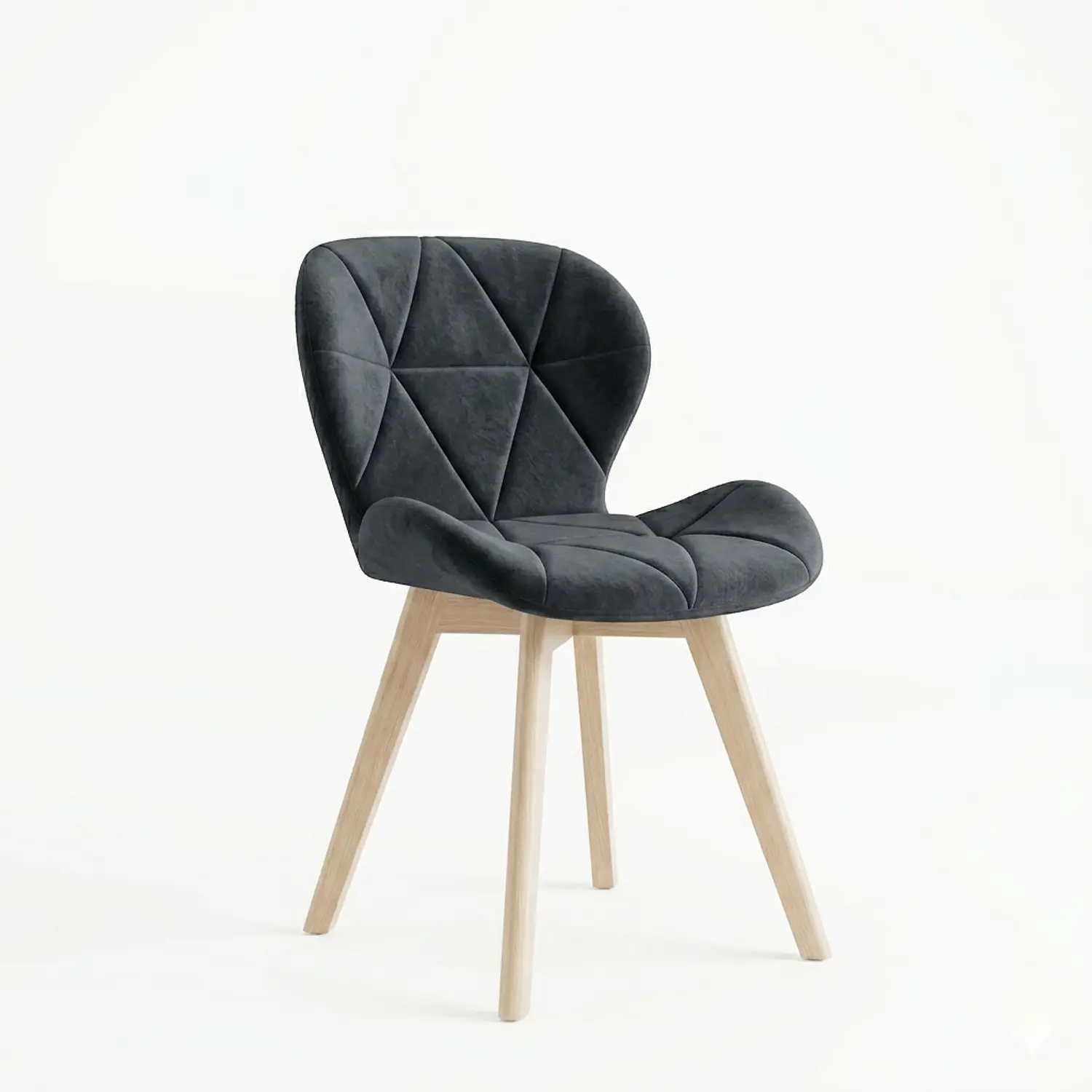 Comedor Eames Rectangular Madera con 6 Sillas Fiori Felpa Negra 4