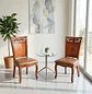 Set 2 Sillas de Comedor Caoba Talladas Tapizadas Estilo Clásico Elegante - Miniatura 5