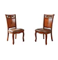 Set 2 Sillas de Comedor Caoba Talladas Tapizadas Estilo Clásico Elegante - Miniatura 3