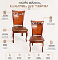 Set 2 Sillas de Comedor Caoba Talladas Tapizadas Estilo Clásico Elegante - Miniatura 2