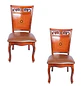 Set 2 Sillas de Comedor Caoba Talladas Tapizadas Estilo Clásico Elegante - Miniatura 4