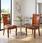 Set 2 Sillas de Comedor Caoba Talladas Tapizadas Estilo Clásico Elegante - Miniatura 1