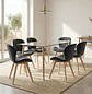 Comedor Vidrio Templado 6 Sillas Fiorin Felpa Negra Moderno - Miniatura 1
