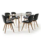 Comedor Vidrio Templado 6 Sillas Fiorin Felpa Negra Moderno - Miniatura 2