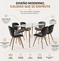 Comedor Vidrio Templado 6 Sillas Fiorin Felpa Negra Moderno - Miniatura 3