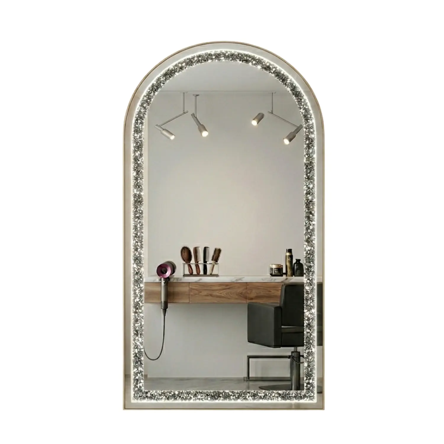 Espejo Decorativo LED de Cuerpo Completo con Pedrería 170x70 cm 3