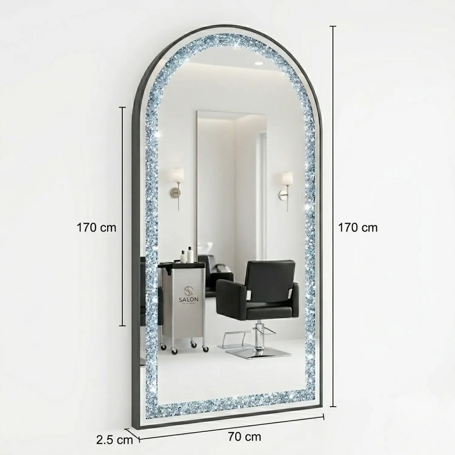 Espejo Decorativo LED de Cuerpo Completo con Pedrería 170x70 cm 7