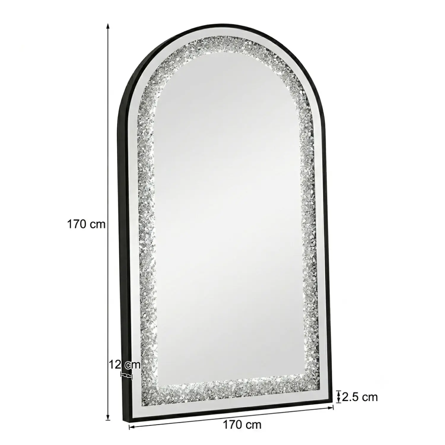 Espejo Decorativo LED de Cuerpo Completo con Pedrería 170x70 cm 9