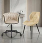Set 2 Sillas Felpa Beige Diseño Moderno Fija y Giratoria - Miniatura 1