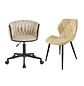 Set 2 Sillas Felpa Beige Diseño Moderno Fija y Giratoria - Miniatura 3