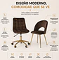 Set 2 Sillas Capitoné Café Felpa Gold y Madera Modernas - Miniatura 2