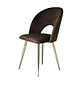 Set 2 Sillas Capitoné Café Felpa Gold y Madera Modernas - Miniatura 4