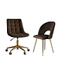 Set 2 Sillas Capitoné Café Felpa Gold y Madera Modernas - Miniatura 3