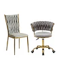 Set Silla Giratoria Velvet Dorada y Silla King Velvet Dorada Premium - Miniatura 7