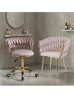 Set 2 Sillas Velvet Felpa Doradas Giratoria y Margaret 