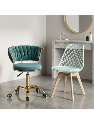 Set 2 Sillas Verdes Modernas Giratoria Velvet y Tulip Nórdica