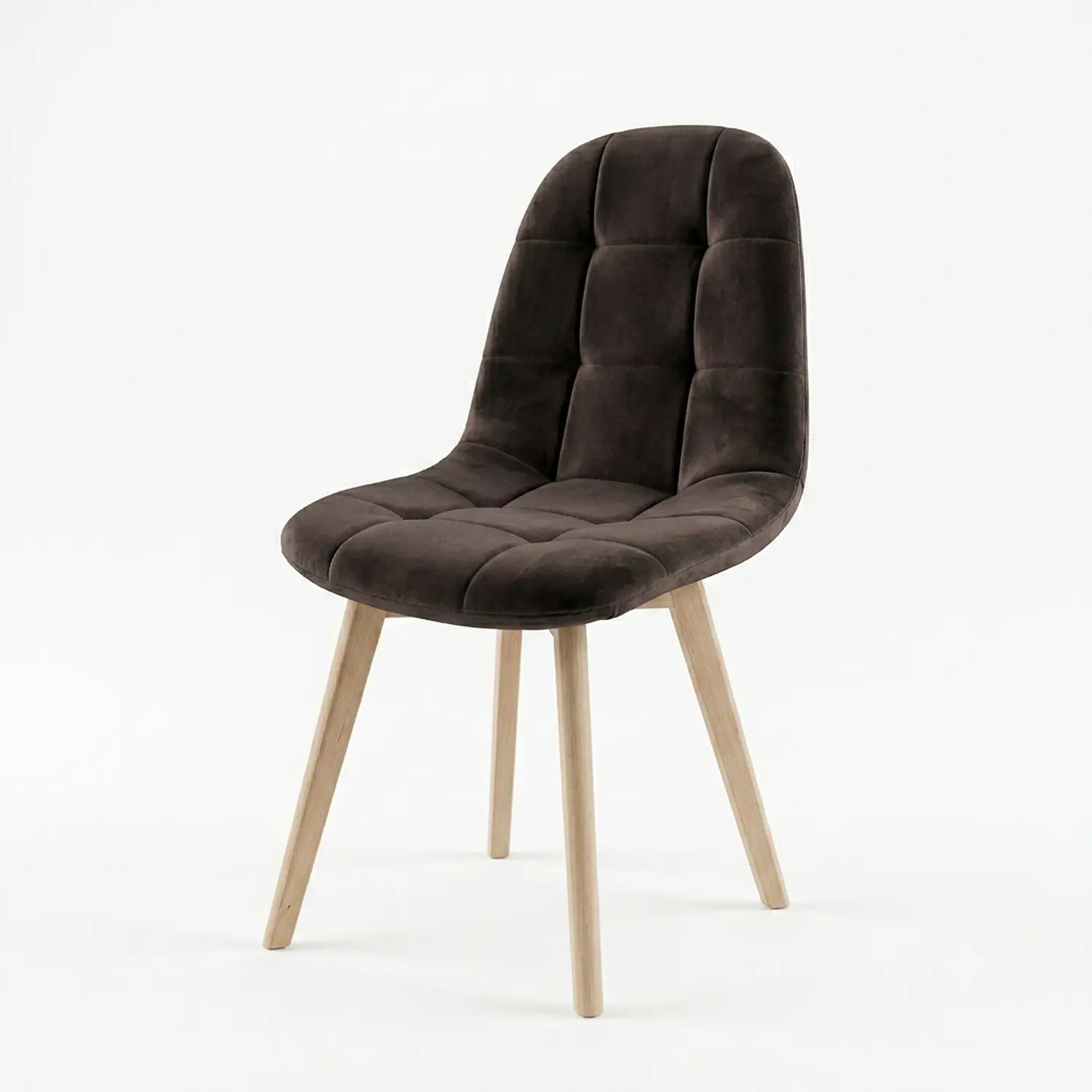 Set 2 Sillas Capitoné Café Felpa Gold y Madera Modernas  4