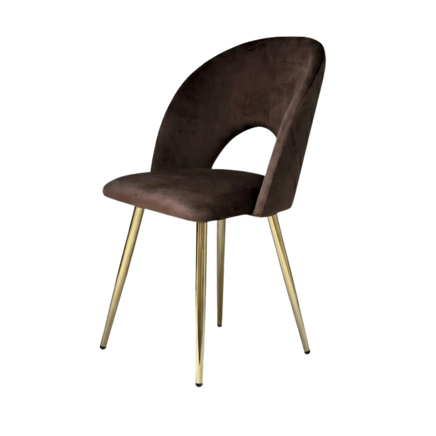 Set 2 Sillas Capitoné Café Felpa Gold y Madera Modernas  5