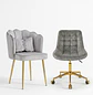Set 2 Sillas Aura Shell Velvet Gris y Silla Giratoria Dorada - Miniatura 3
