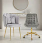 Set 2 Sillas Aura Shell Velvet Gris y Silla Giratoria Dorada - Miniatura 1
