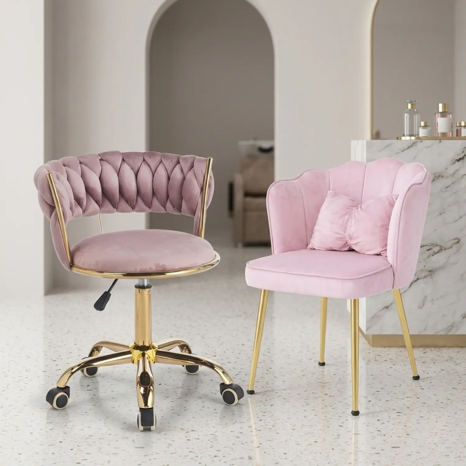 Set 2 Sillas Velvet Premium Giratoria y Decorativa con Cojín 1