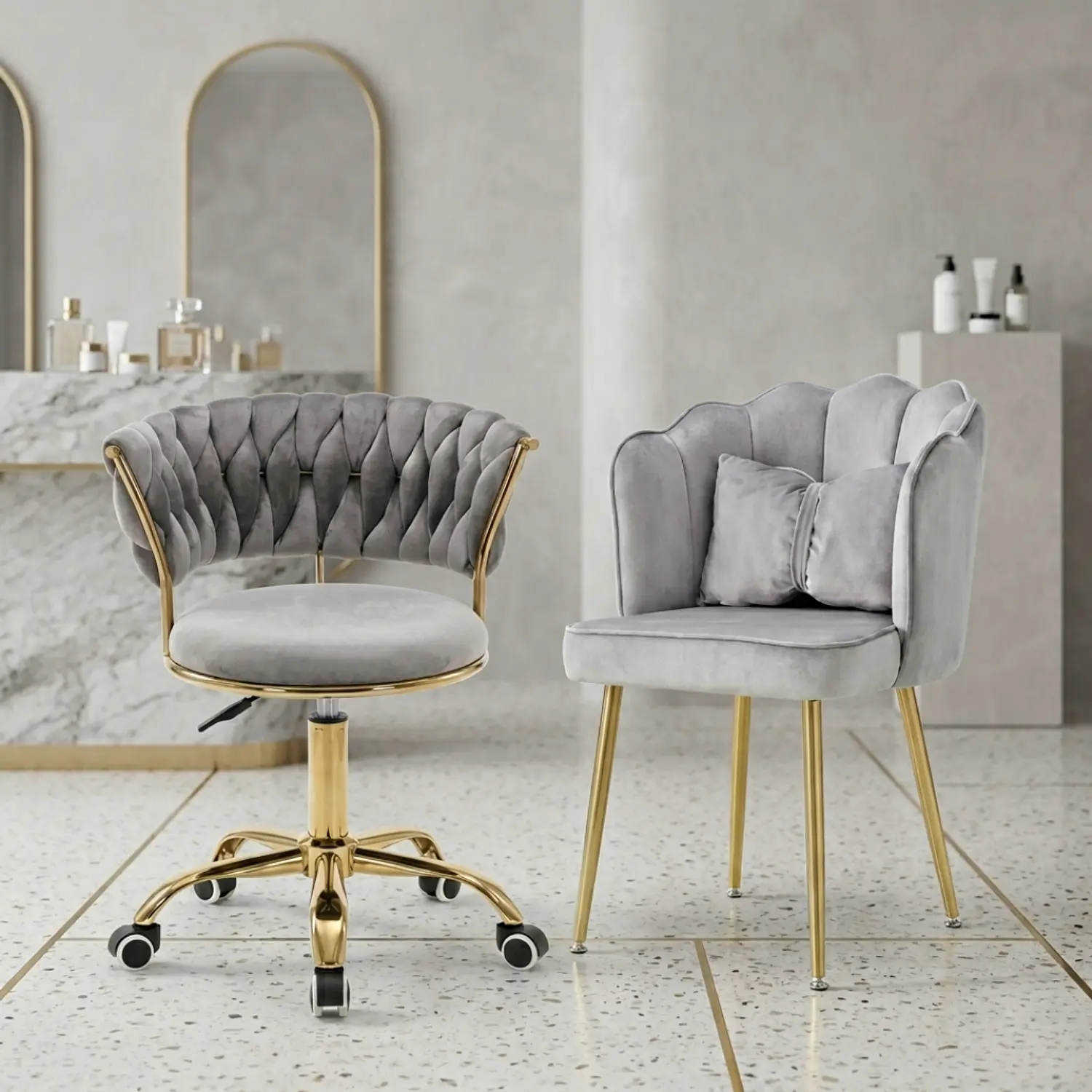 Set 2 Sillas Velvet Premium Giratoria y Decorativa con Cojín 4