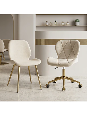 Set de 2 Sillas Modernas Fiori Radar y Lino Base Dorada 
