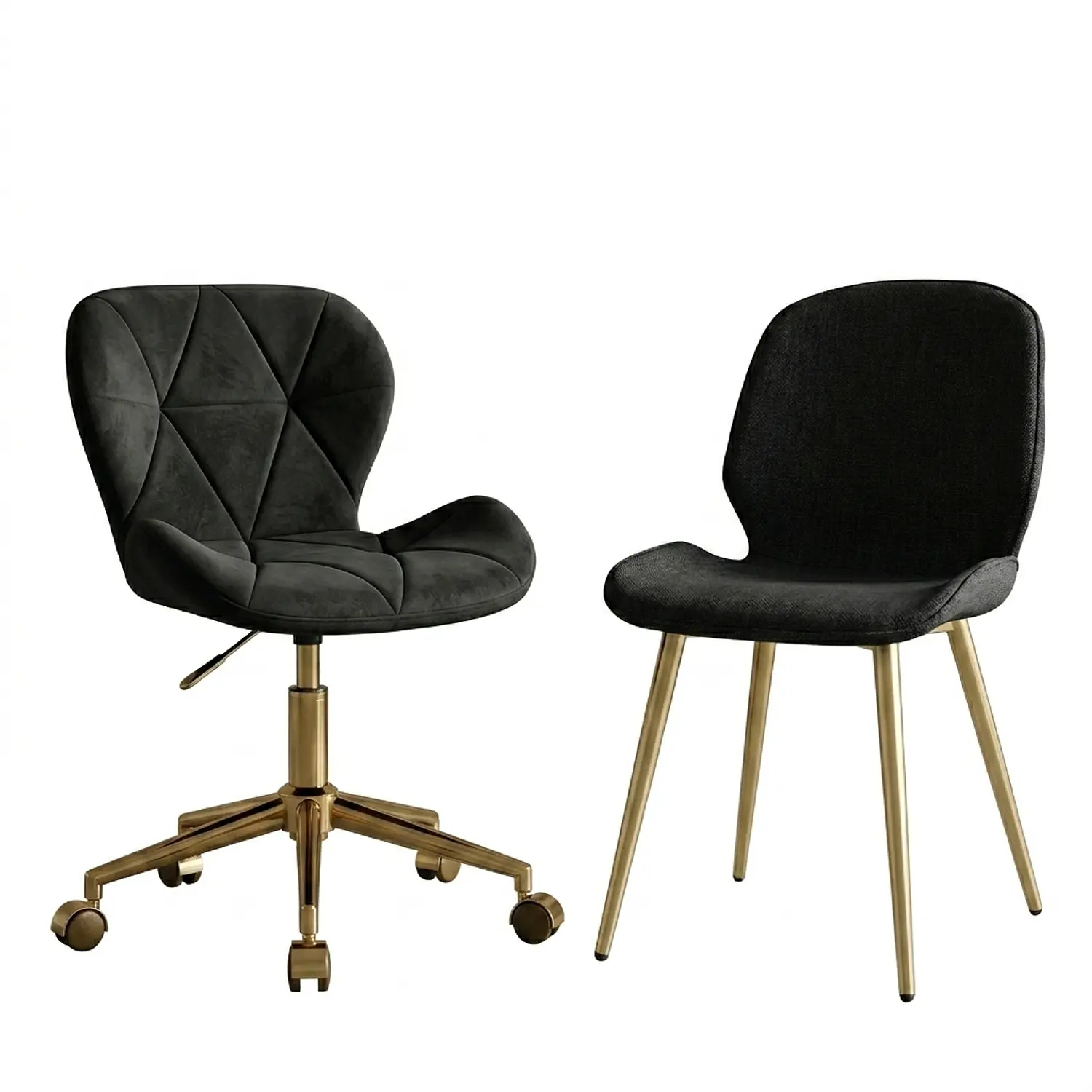 Set de 2 Sillas Modernas Fiori Radar y Lino Base Dorada  5
