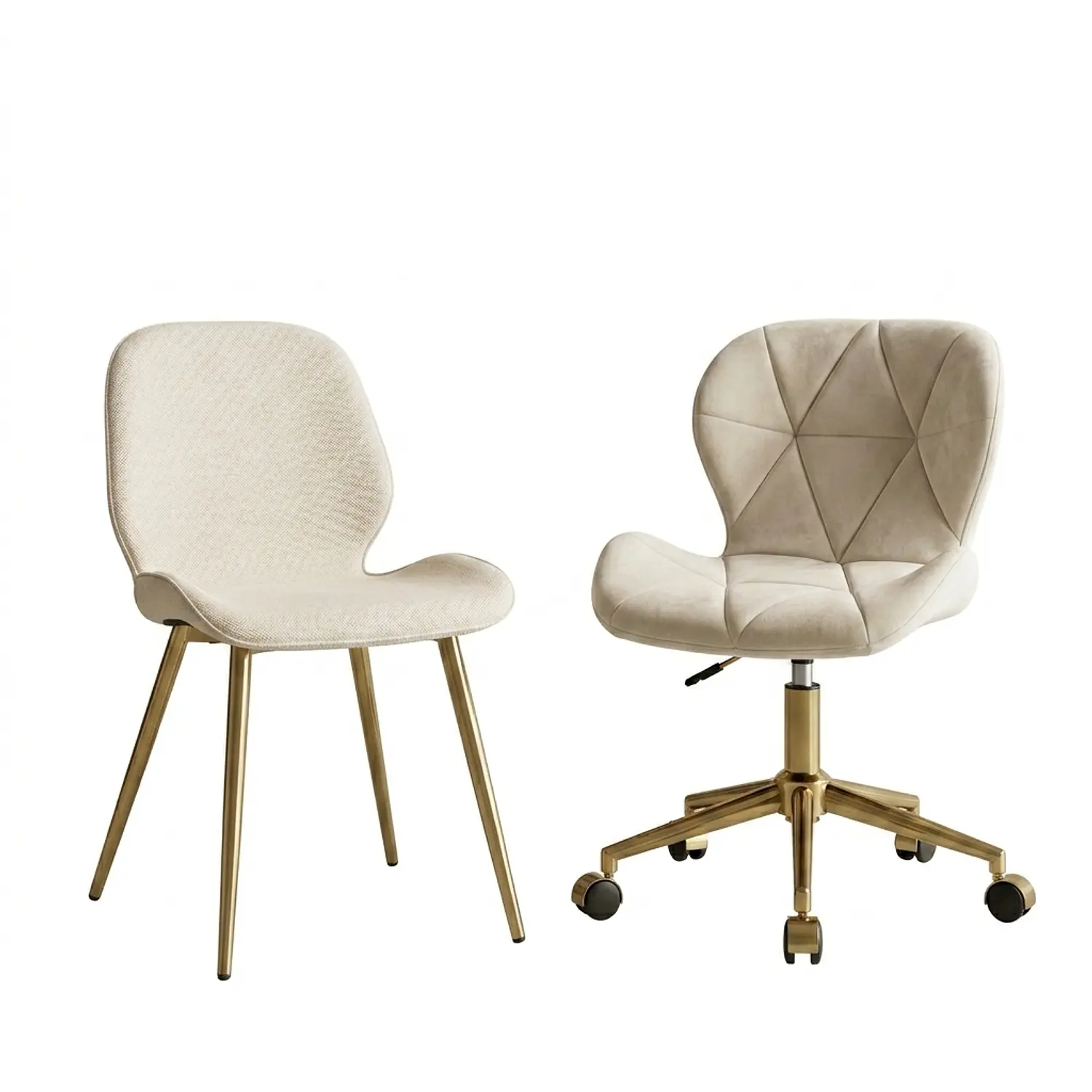 Set de 2 Sillas Modernas Fiori Radar y Lino Base Dorada  3
