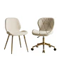 Set de 2 Sillas Modernas Fiori Radar y Lino Base Dorada  - Miniatura 3