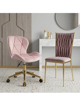 Set 2 Sillas Velvet Doradas Fiori Radar y King Tapizada