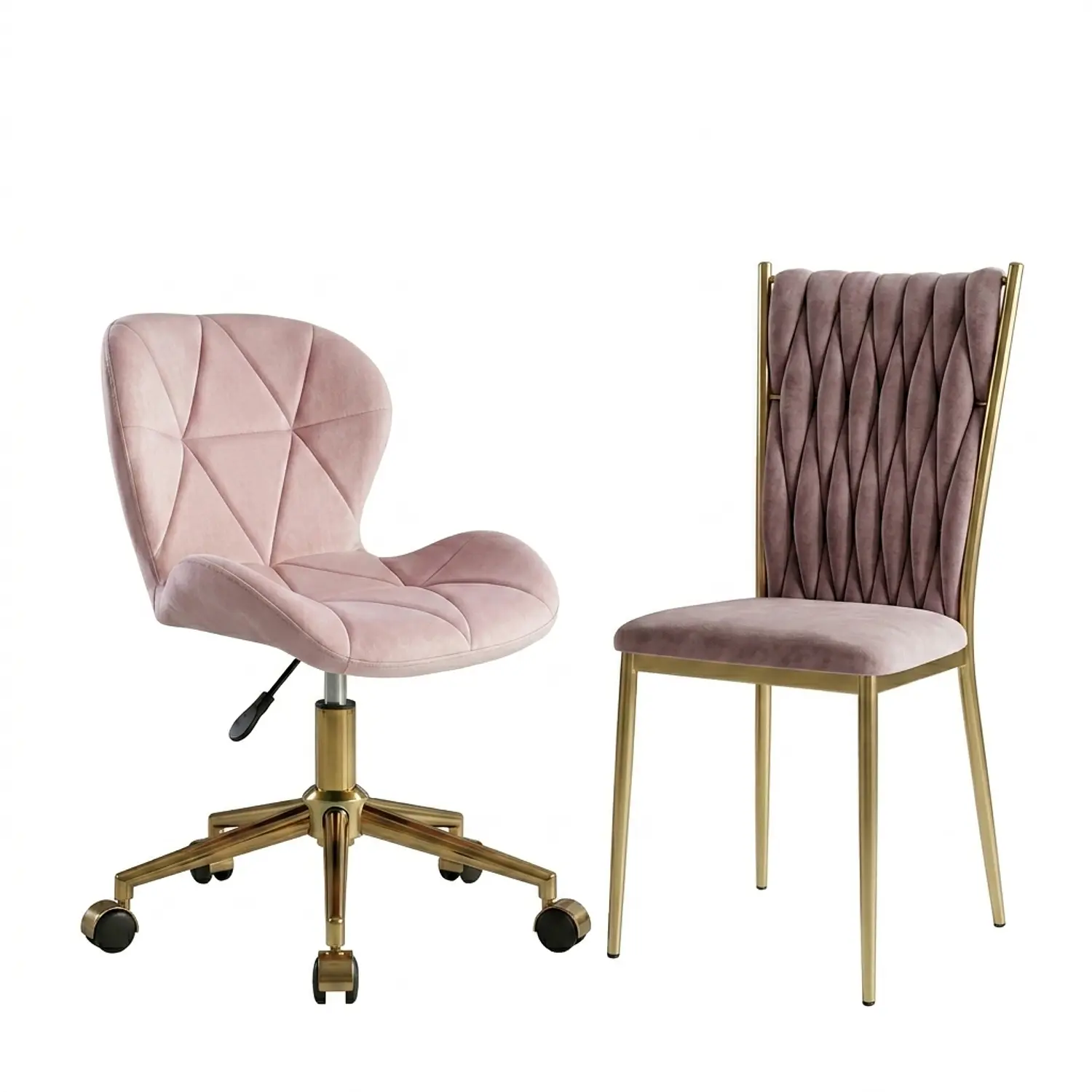 Set 2 Sillas Velvet Doradas Fiori Radar y King Tapizada 3