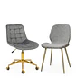 Set 2 Sillas Gold Premium Capitoné y Lino con Patas Doradas - Miniatura 3