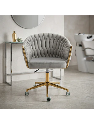 Silla Manicure Profesional Velvet Giratoria para Uñas y Salón de Belleza